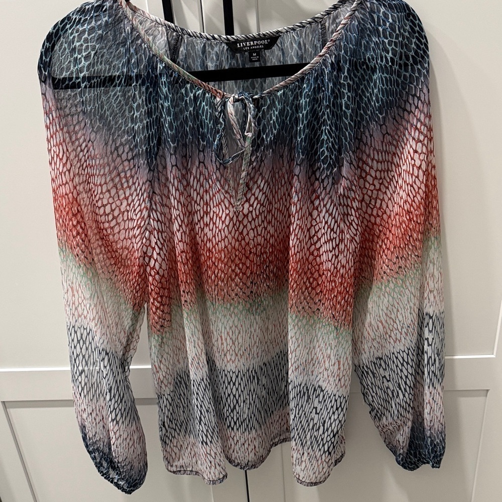 Liverpool sheer snakeskin Multicolor Women's Top sz m